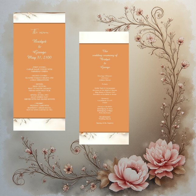 Elegant Rustic Blommar brunbeige Bröllop Program (Skapare uppladdad)