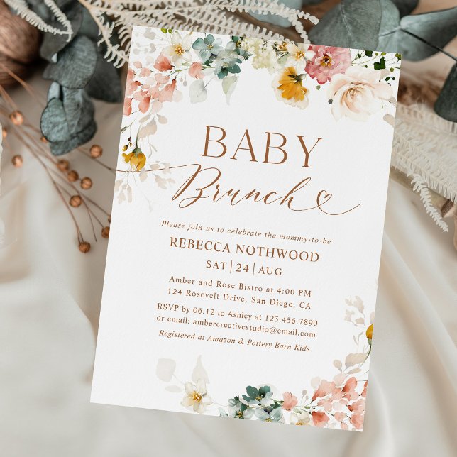 Elegant Rustic Blommigt Baby Brunch Inbjudningar (Skapare uppladdad)