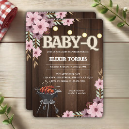 Elegant Rustic Blommigt Baby-Q Grill Baby Shower Inbjudningar