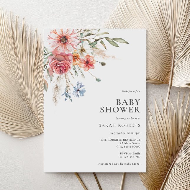Elegant Rustic Blommigt Baby Shower Inbjudningar (Skapare uppladdad)