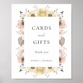 Elegant Rustic Blommigt Bröllopskort & presenter Poster