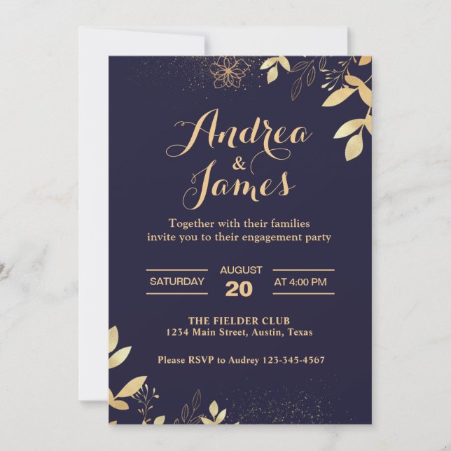 Elegant Rustic Blommigt Förlovningsfest Inbjudningar (Framsida)