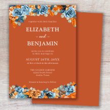 Elegant Rustic Blommigt Navy Rust Terracota Bröllo