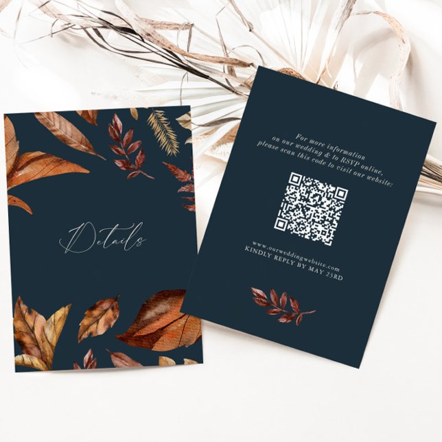 Elegant Rustic Blommigt QR-kod Bröllop flottan Tilläggskort (Skapare uppladdad)