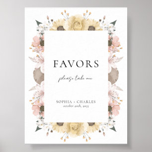 Elegant Rustic Blommigt Romantic Wedding Favors Poster