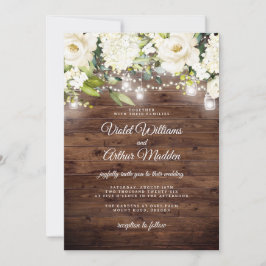 Elegant Rustic Blommigt String Ljus Bröllop Inbjudningar