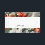 Elegant Rustic Blommigt Terracotta Bröllop Placeringskort<br><div class="desc">Dessa vackra eskort från bröllop har färgade blommor i terracotta-orange,  vit och grönt över en baksida av ett lapptäcke. Kortets baksida är ljusbeige men kan anpassas till valfri färg.</div>