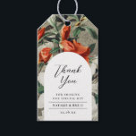 Elegant Rustic Blommigts Terracotta Wedding Favor Presentetikett<br><div class="desc">De här fantastiska bröllopsförmånliga märkrna har målade blommor i terracotta-orange, vitt och grönt över en baksida som ser ut som en pärla. Enkel att anpassa för elegant, vackra favorittaggar att fästa vid dina favoriter (eller till hotellgästgåvor). Baksidan är en ljusbeige men kan anpassas till vilken färg som helst. Färg-programmet är...</div>
