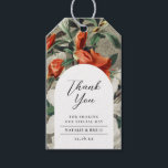 Elegant Rustic Blommigts Terracotta Wedding Favor Presentetikett<br><div class="desc">De här fantastiska bröllopsförmånliga märkrna har målade blommor i terracotta-orange, vitt och grönt över en baksida som ser ut som en pärla. Enkel att anpassa för elegant, vackra favorittaggar att fästa vid dina favoriter (eller till hotellgästgåvor). Baksidan är en ljusbeige men kan anpassas till vilken färg som helst. Färg-programmet är...</div>