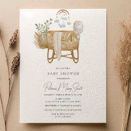 Elegant Rustic Boho Baby Cot Baby Shower Inbjudningar