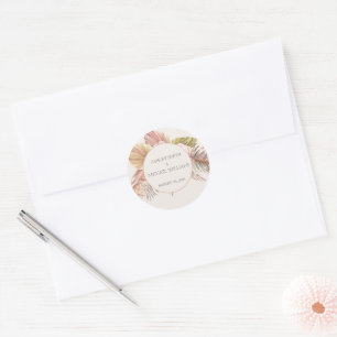 Elegant Rustic Boho Blommigt Botaniqe Bröllop Clas Runt Klistermärke