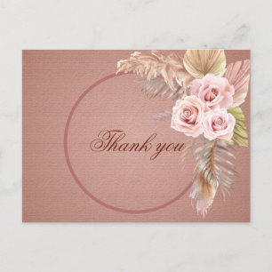 Elegant Rustic Boho Blommigt Botaniqe Bröllop Tack Vykort