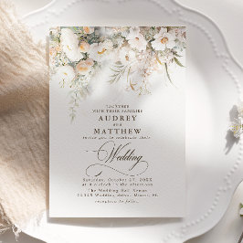 Elegant Rustic Boho Blommigt Bröllop Inbjudningar