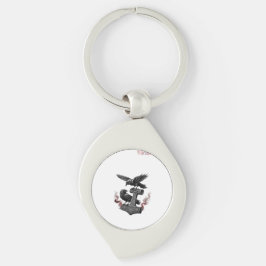 Elegant Rustic Boho Bröllop Anpassningsbar Photo M Swirl Silverfärgad Nyckelring