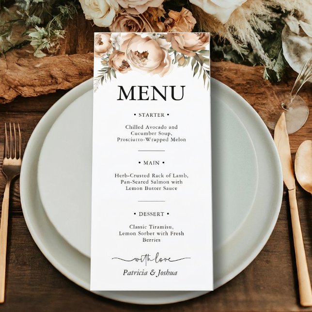 Elegant Rustic Boho Bröllop Menu Meny (Skapare uppladdad)