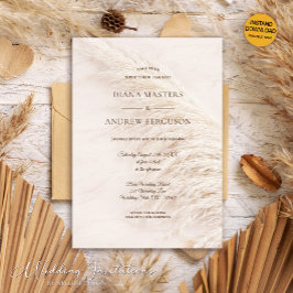 Elegant Rustic Boho Pampas Grass Bröllop Inbjudningar