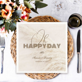 Elegant Rustic Boho Pampas Grass Bröllop Napkins Pappersservett