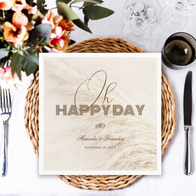 Elegant Rustic Boho Pampas Grass Bröllop Napkins Pappersservett (Skapare uppladdad)