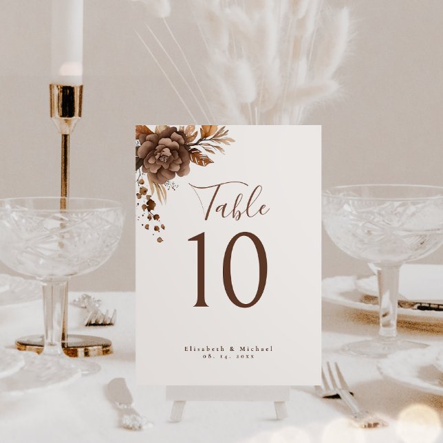 Elegant Rustic Boho Terracotta Bordsnummer Card (Elevate your wedding experience with our beautifully designed minimalist table number card.)