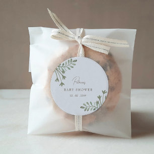 Elegant Rustic Botanical Boho Baby Shower Runt Klistermärke