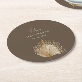 Elegant Rustic Botanical Boho Baby Shower Underlägg Papper Rund