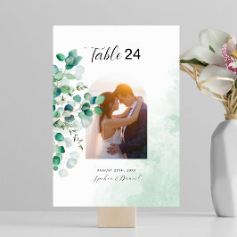 Elegant Rustic botaniska Eucalyptus Löv Photo Bordsnummer