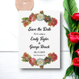 Elegant Rustic Botaniska sommarsäsongen Blommigt B Spara Datumet