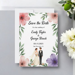 Elegant Rustic Bride & Groom Sommar Blommigt Bröll Spara Datumet