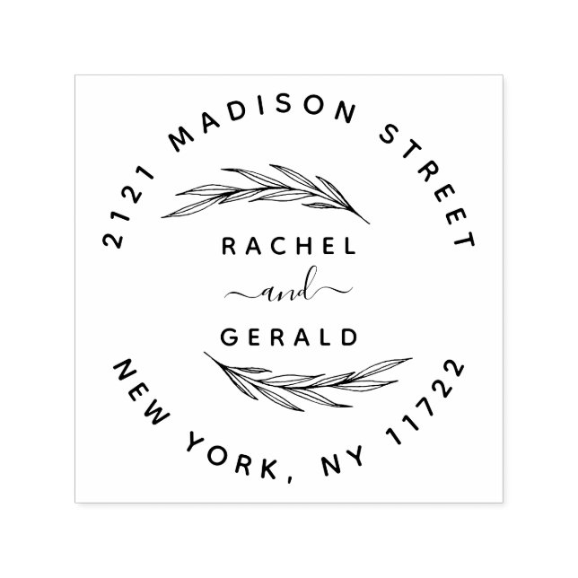 Elegant Rustic Bröllop egna namn Adress Self- Självfärgande Stämpel (Design)