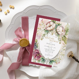 Elegant Rustic Burgundy Blommigt Möhippa Inbjudningar