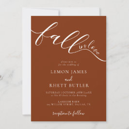 Elegant Rustic Calligraphy faller i Kärlek Bröllop Inbjudningar