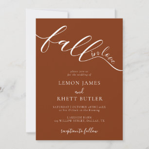 Elegant Rustic Calligraphy faller i Kärlek Bröllop Inbjudningar