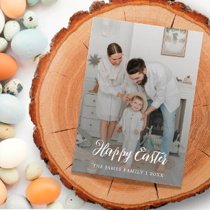 Elegant Rustic Calligraphy Photo Glad påsk Julkort