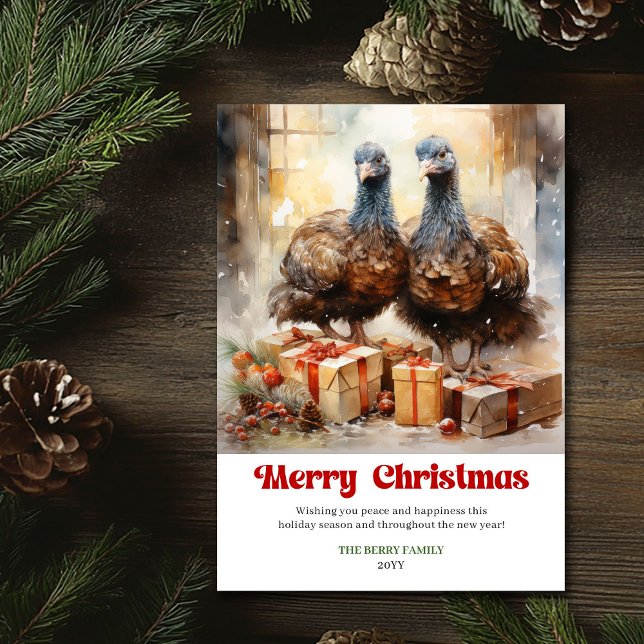 Elegant rustic Christmas scene animal greeting  Julkort (Elegant rustic Christmas scene animal greeting card)