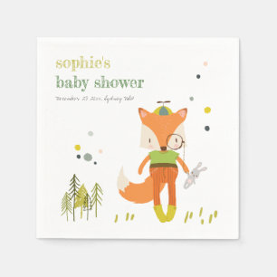 Elegant Rustic Cute Woodland Roligt Fox Baby Showe Pappersservett