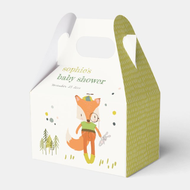 Elegant Rustic Cute Woodland Roligt Fox Baby Showe Presentaskar (Baksidan Sidan)
