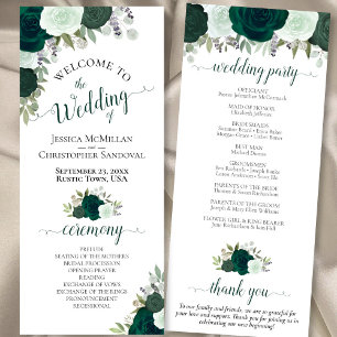 Elegant Rustic Emerald Grönt Ro Bröllop Program
