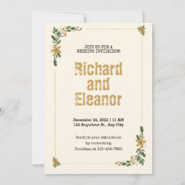 Elegant Rustic, enkel blommigt, traditionell bröll Inbjudningar