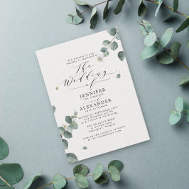 Elegant Rustic Eucalyptus Calligraphy Bröllop Inbjudningar