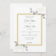 Elegant Rustic Eucalyptus Calligraphy Guld Bröllop