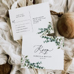 Elegant Rustic Eucalyptus Greenery Bröllop OSA Vykort<br><div class="desc">Det här OSA kort är designat att samordna med vår Rustic Greenery bröllop-samling,  med blandade vattenfärgsgröna botaniker,  moderna kalligrafskript parade med ett klassserif-teckensnitt i svart. Matchande objekt är tillgängliga.</div>