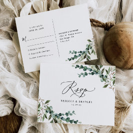Elegant Rustic Eucalyptus Greenery Bröllop OSA Vykort