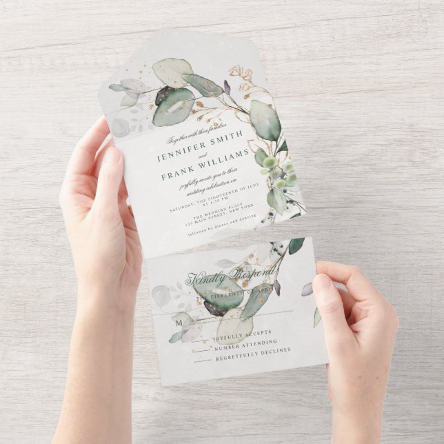 Elegant Rustic Eucalyptus Greenery Elegant bröllop (Avrivbar del)