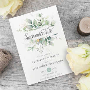 Elegant Rustic eucalyptus löv greenery bröllop Spara Datumet
