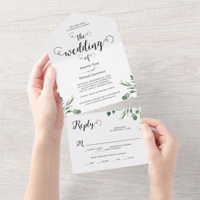 Elegant Rustic Eucalyptus Lövs Greenery Bröllop (Tearaway)