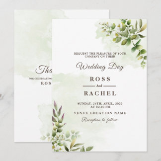 Elegant Rustic Eucalyptus Lövs Greenery Bröllop Inbjudningar
