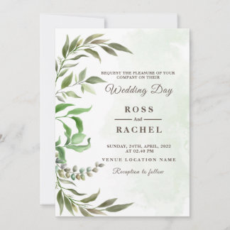 Elegant Rustic Eucalyptus Lövs Greenery Bröllop Inbjudningar