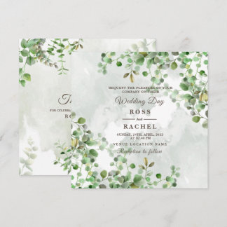 Elegant Rustic Eucalyptus Lövs Greenery Bröllop Inbjudningar