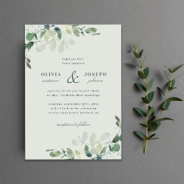 Elegant Rustic Eucalyptus Lövs Greenery Bröllop Inbjudningar