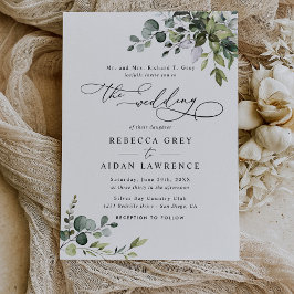 Elegant Rustic Eucalyptus Lövs Greenery Bröllop Inbjudningar
